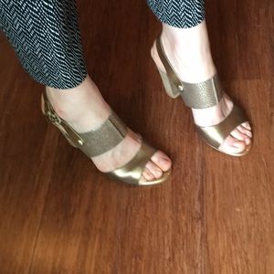 Anne klein Block high heel sandals bronze 8.5